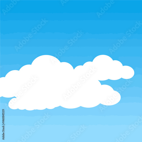 Fluffy white cartoon clouds float peacefully in a bright blue sky creating a serene and cheerful backdrop