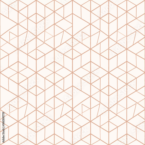 Geometric pattern with rose gold lines on a white background creating a modern and stylish design for backgrounds and wallpapers