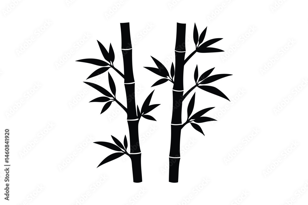 Fototapeta premium Two bamboo stalks icon silhouette on white background