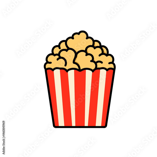 Illustration of snacks a popcorn, good as a sticker, logo, or icon with a white background.