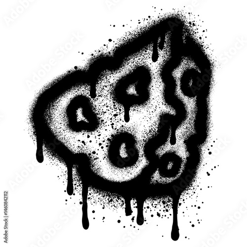 Cheese graffiti with black spray paint. vector illustration.