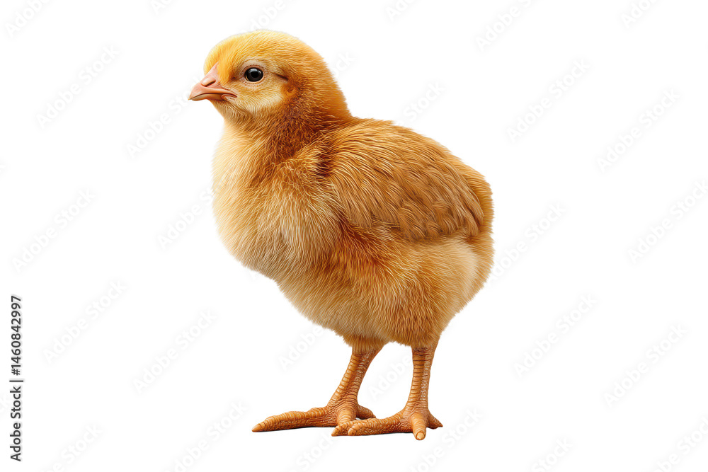 Obraz premium Fluffy brown baby chick standing isolated on transparent background