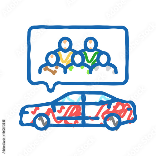 carpooling environmental icon doodle illustration