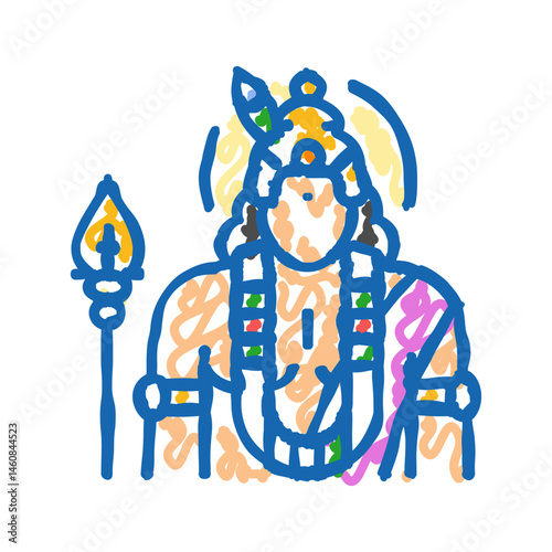 kartikeya god indian icon doodle illustration