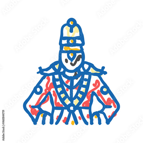 vithoba god indian icon doodle illustration