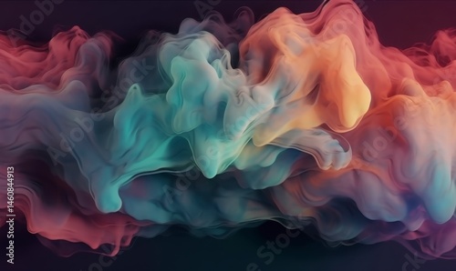 Abstract Colorful Smoke Flowing in Wavy Patterns with Gradient Hues
