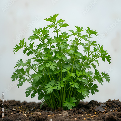 Parsley (Petroselinum) is a genus of biennial plants in the Apiaceae family, whose members are widely used in the food industry. It originates from the eastern Mediterranean and has spread throughout