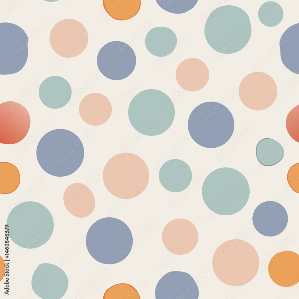 Gentle polka dot seamless vector pattern in muted pastel colors on a light background Gentle polka dot seamless vector pattern in muted pastel colors on a light background