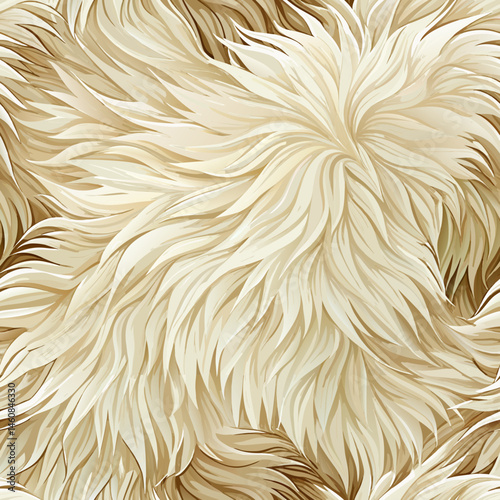 Seamless Faux Fur vector pattern with Soft Fluffy Texture in Cream  