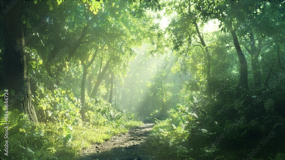 sun rays through the forest sun rays through the forest