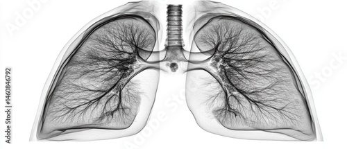 Obraz na płótnie Human Lungs X-Ray Scan Front View Medical Illustration Pulmonary System Anatomy Healthcare Diagnostic Imaging w salonie