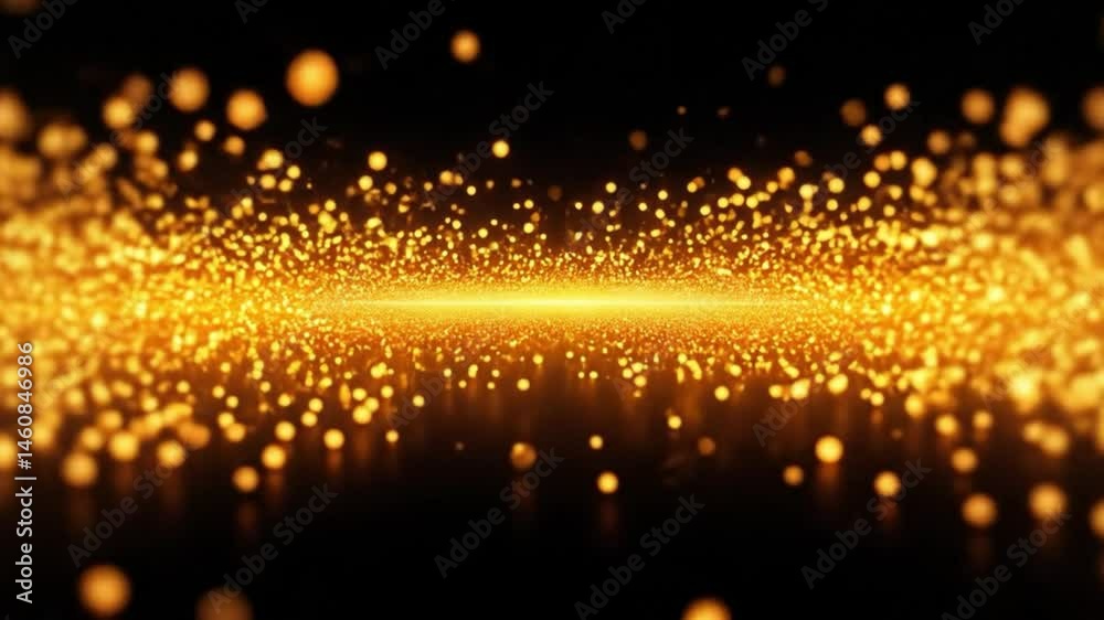 A mesmerizing animation featuring a dynamic swirl of golden particles ...