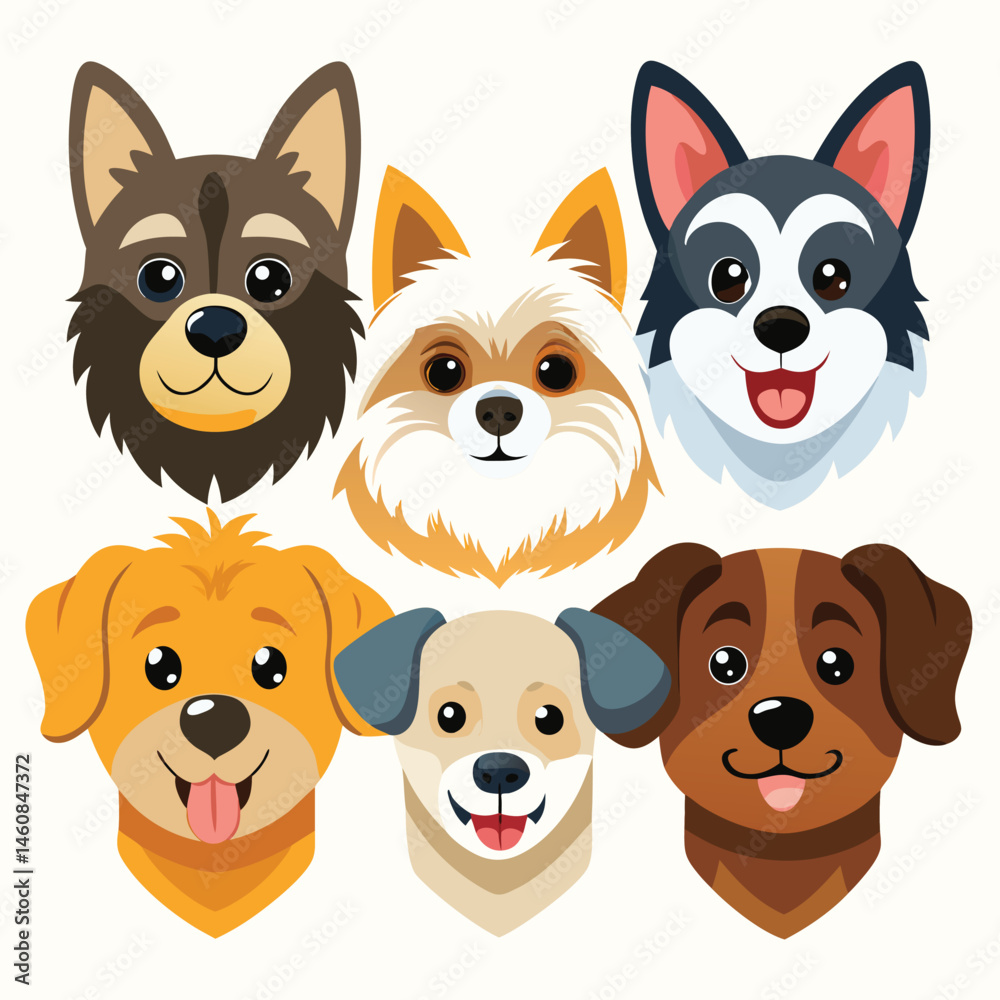 Fototapeta premium Adorable Dog Breeds A Collection of Cute Canine Faces