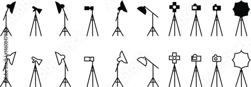 photo camera vector icon set. foto studio symbols template designs. session logo. Focus mark. cam logo silhouette. flat style, isolated on transparent background, used for Photography or mobile app
