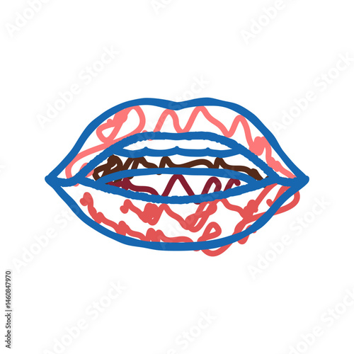 u letter mouth animate icon doodle illustration