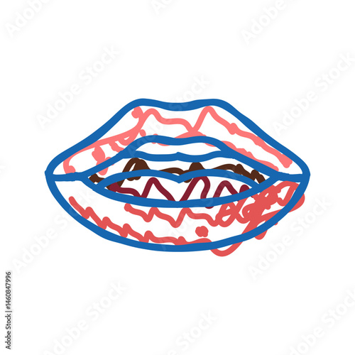 q w letter mouth animate icon doodle illustration