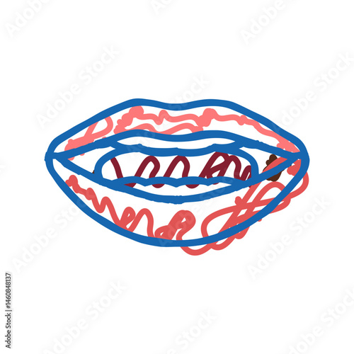 r letter mouth animate icon doodle illustration