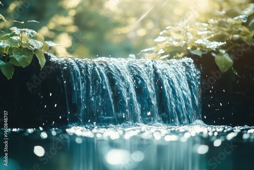 Cascading stream in a tranquil forest photo