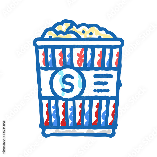 classic salt popcorn food icon doodle illustration