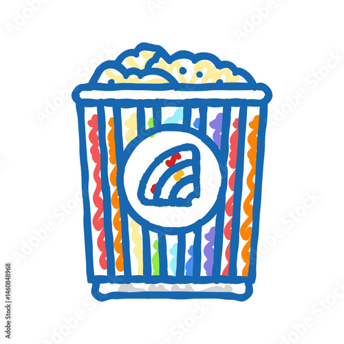 sweet rainbow popcorn food icon doodle illustration