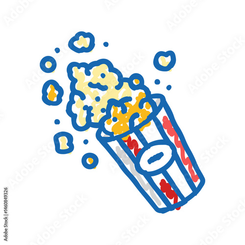 bucket popcorn red white icon doodle illustration