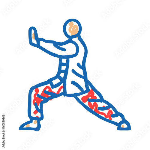 tai chi practice taoism icon doodle illustration