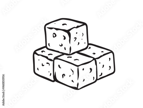 Feta Cheese Food Line Art Drawing for Restaurant and Catering Designs