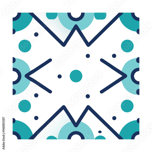 Abstract geometric pattern in teal and navy on white background for design elements