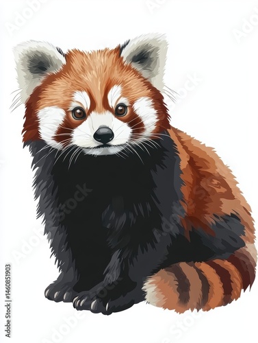 Obraz na płótnie Red Panda Sitting Illustration Adorable Ailurus Fulgens Mammal Isolated on White Background Cute Animal w salonie