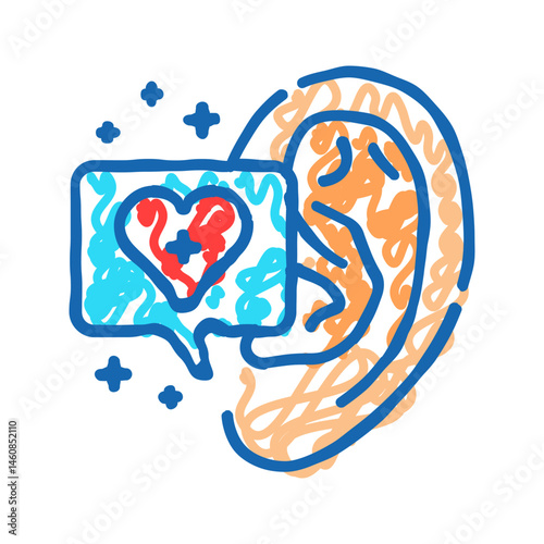 hearing health audiologist doctor icon doodle illustration