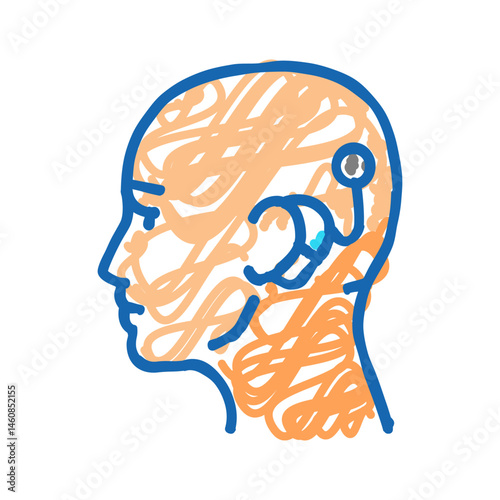 cochlear implant audiologist doctor icon doodle illustration