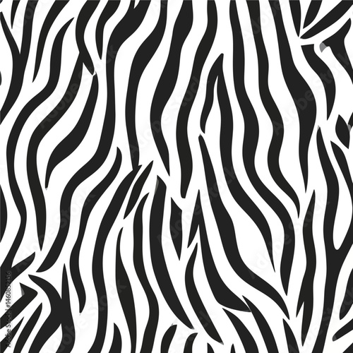 Seamless zebra pattern background for textile designs and animal print wallpaper offering a bold and graphic design with black stripes on white