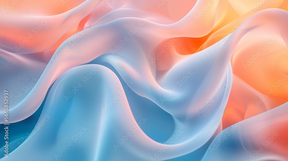 Obraz premium Flowing fabric waves in soft pastel colors abstract art digital design calm environment