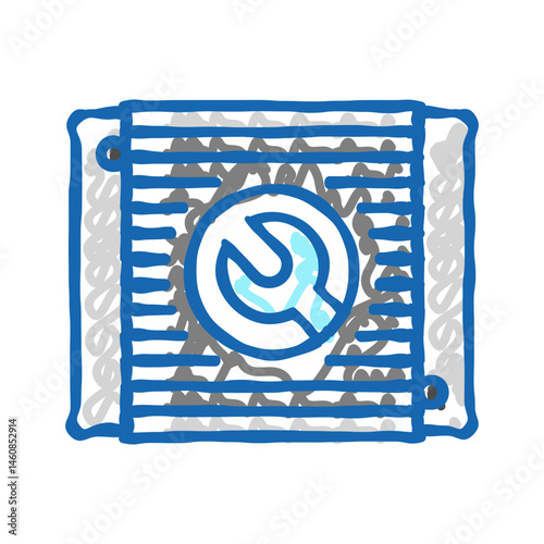 radiator repair car mechanic icon doodle illustration