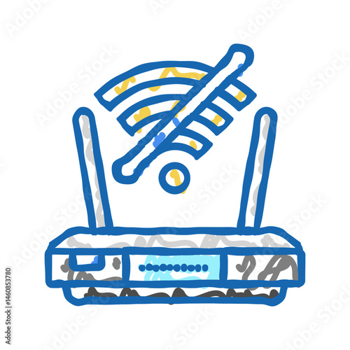 network troubles repair computer icon doodle illustration