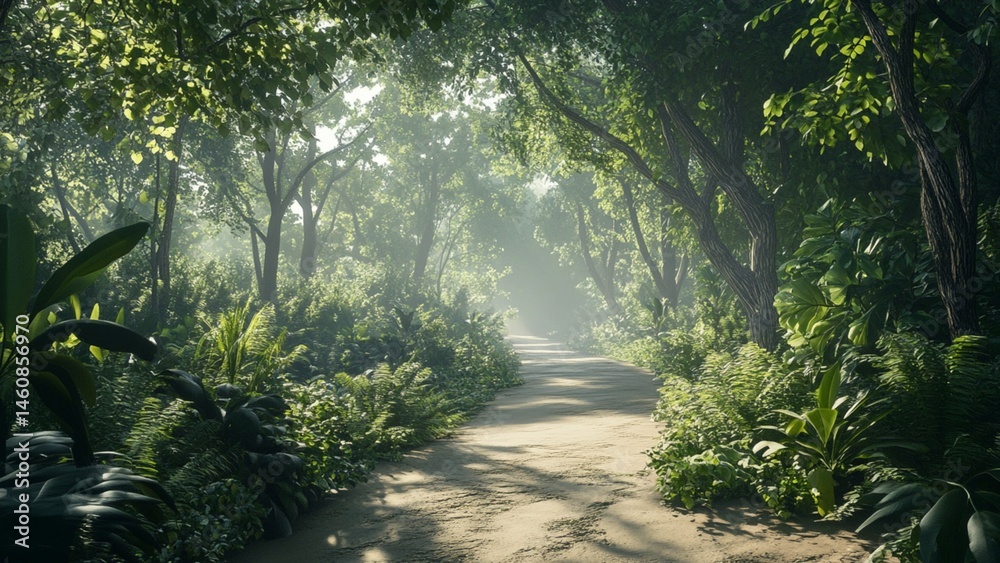 Fototapeta premium sun rays through the forest