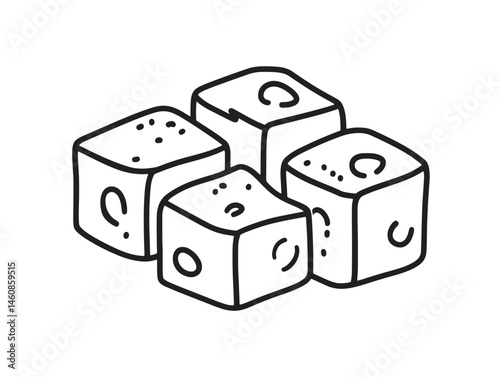 Feta Cheese Food Line Art Illustration for Recipe and Menu Projects
