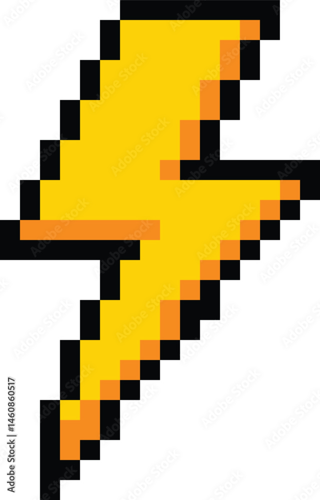 custom made wallpaper toronto digitalPixel lightning bolt on white background. 8 bit pixel thunderbolt sign. Lightning strike symbol. flat style.