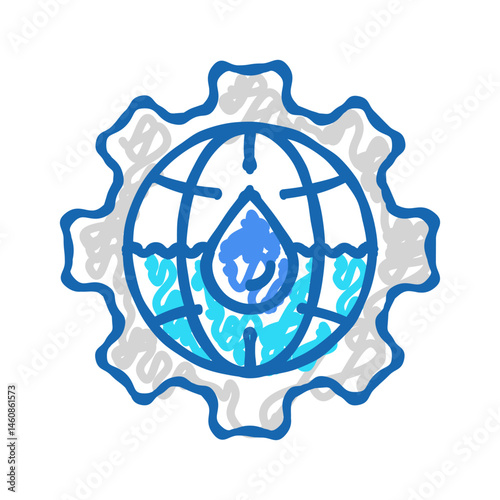 underground water hydrogeologist icon doodle illustration