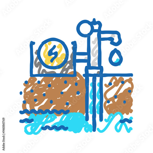 groundwater sampling hydrogeologist icon doodle illustration