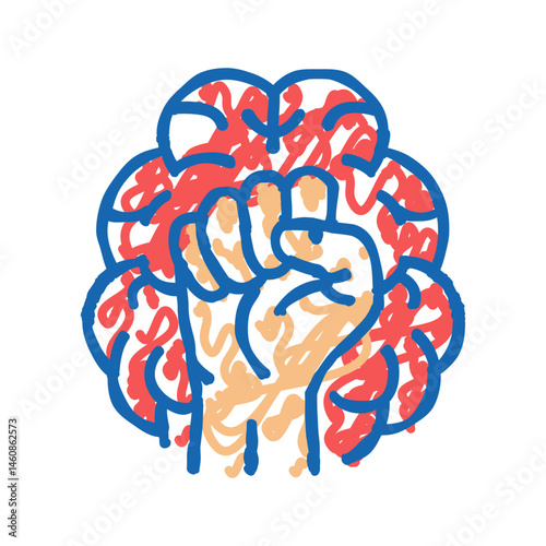 willpower muscles motivation icon doodle illustration