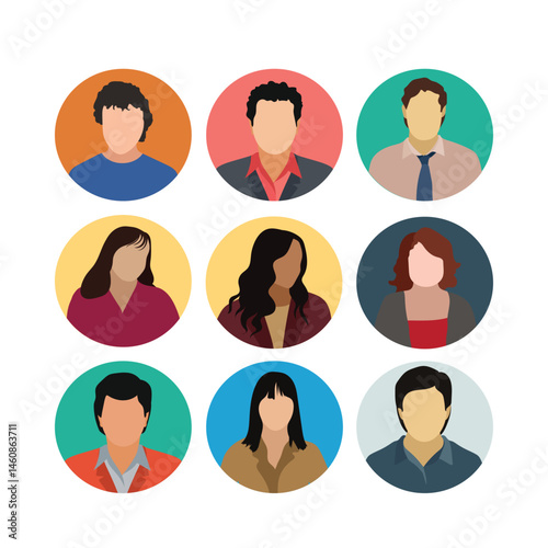 Diverse Team Avatar Icons Collection With Faceless Business People In Flat Vector Style Perfect For Website And App Designs