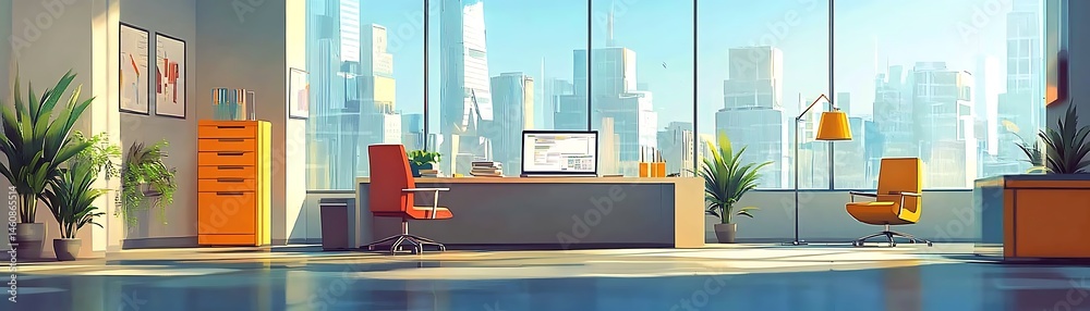 Naklejka premium Modern City Office Space