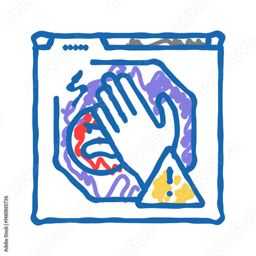 cyberbullying prevention icon doodle illustration