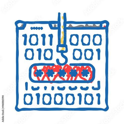 password stealing cyberbullying icon doodle illustration