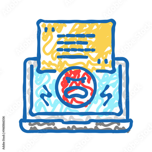 online harassment cyberbullying icon doodle illustration