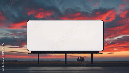 Blank billboard at sunset time ready for advertisement. 3d render