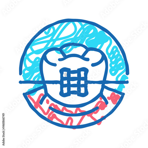 orthodontic braces icon doodle illustration