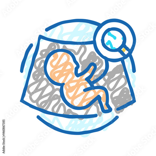 fetal monitoring gynecologist icon doodle illustration