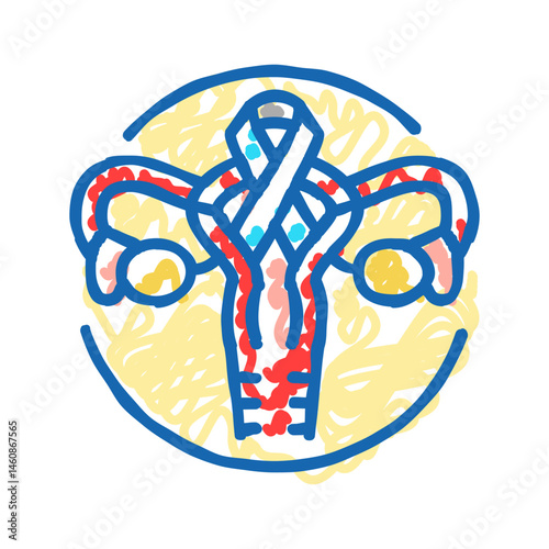 cervical health gynecologist icon doodle illustration